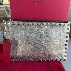 Valentino nude metallic pouch/clutch
